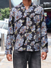 SKRIVOO Men's Blue Floral Printed Full Sleeve Shirt – Black