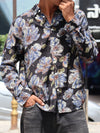 SKRIVOO Men's Blue Floral Printed Full Sleeve Shirt – Black