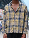 Yellow & Navy Blue Checkered Casual Shirt