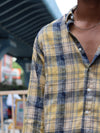 Yellow & Navy Blue Checkered Casual Shirt