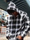 Black & White Checkered Hooded Shirt