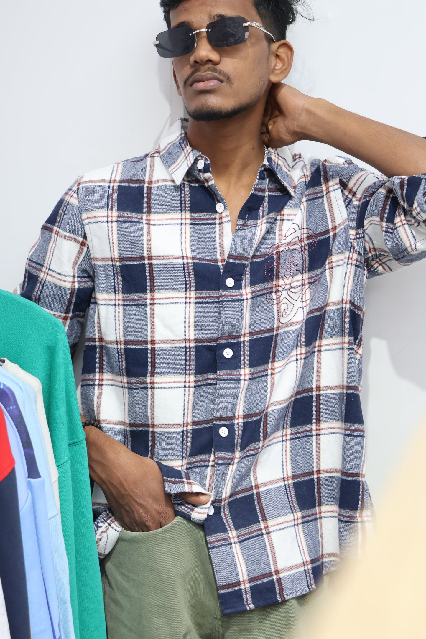 Embroidered Check Shirt – Classic Casual Essential