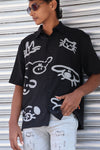 Abstract Print Textured Shirt – Black