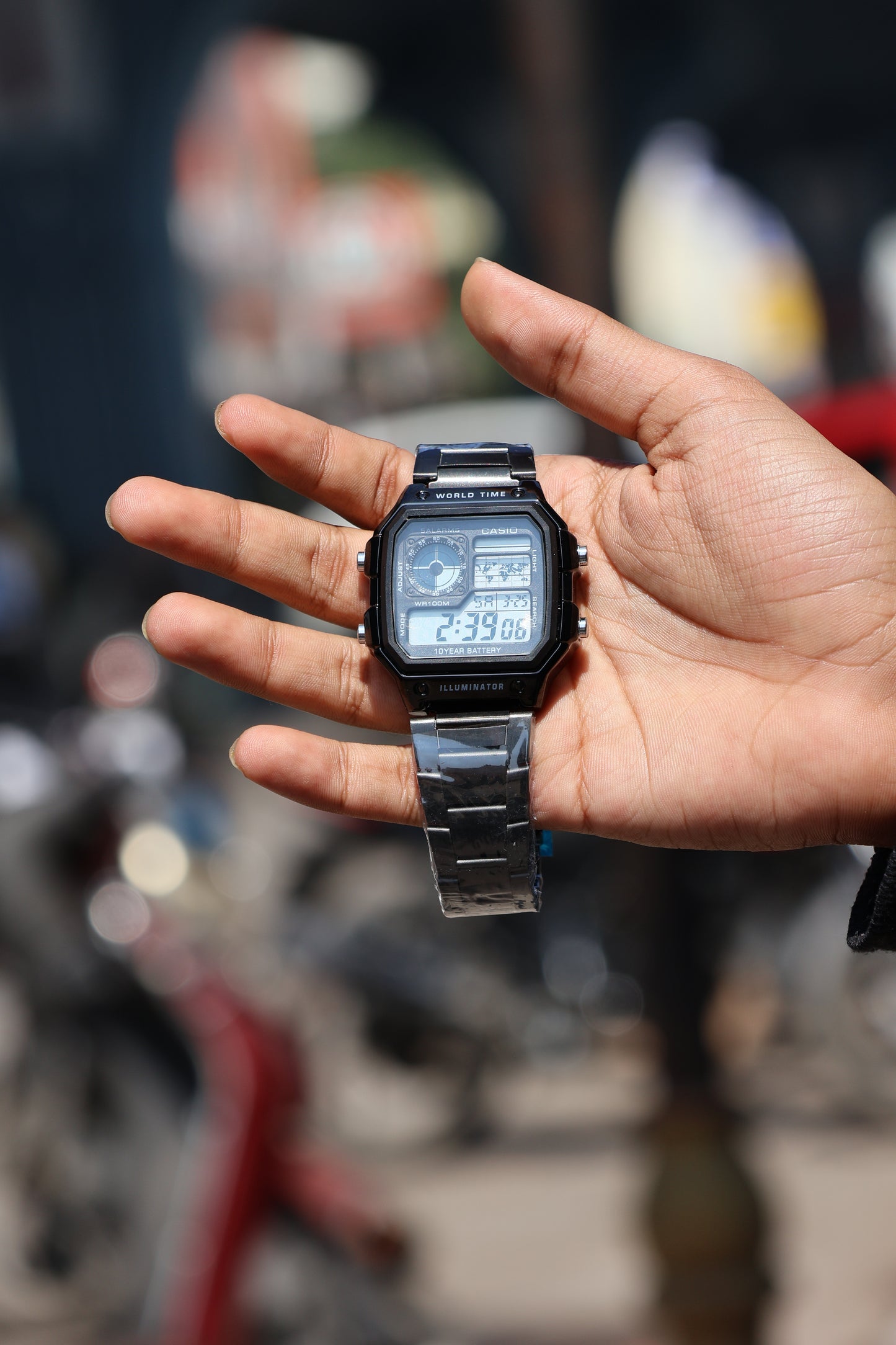 Casio World Time Digital Watch – Steel Strap | 10-Year Battery