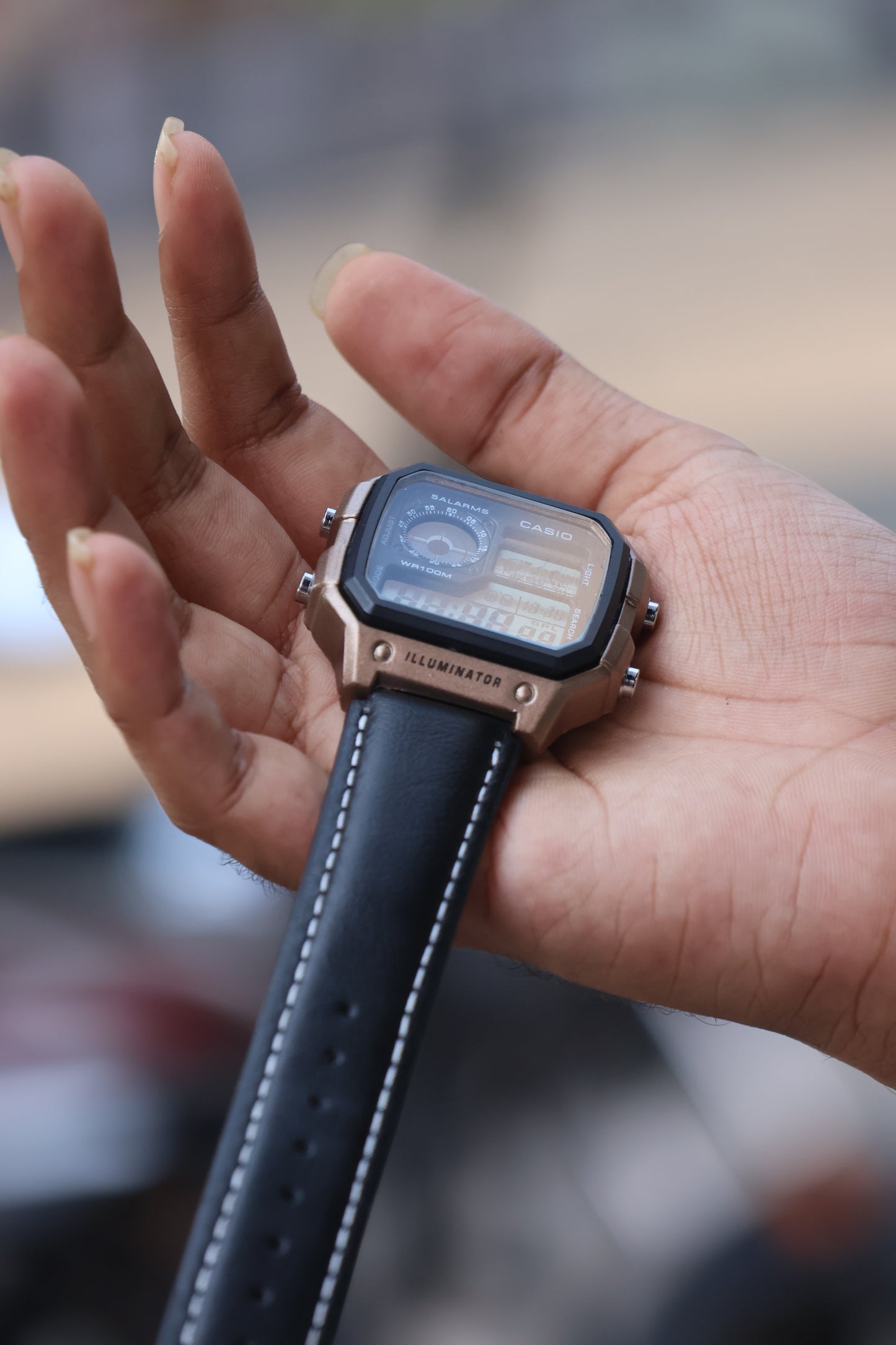 Casio World Time Digital Watch – Leather Strap Edition