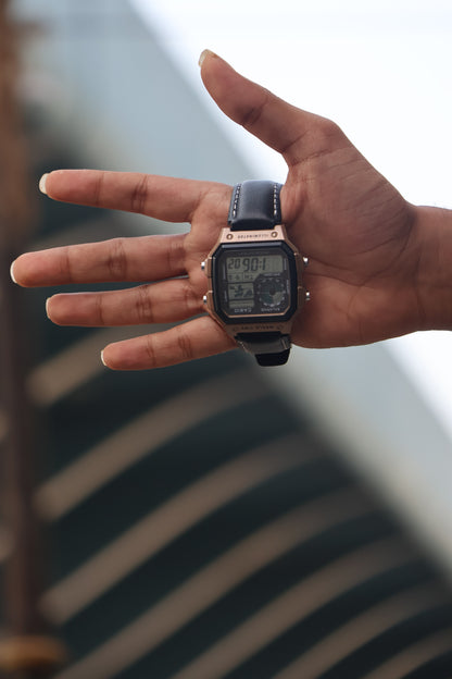 Casio World Time Digital Watch – Leather Strap Edition