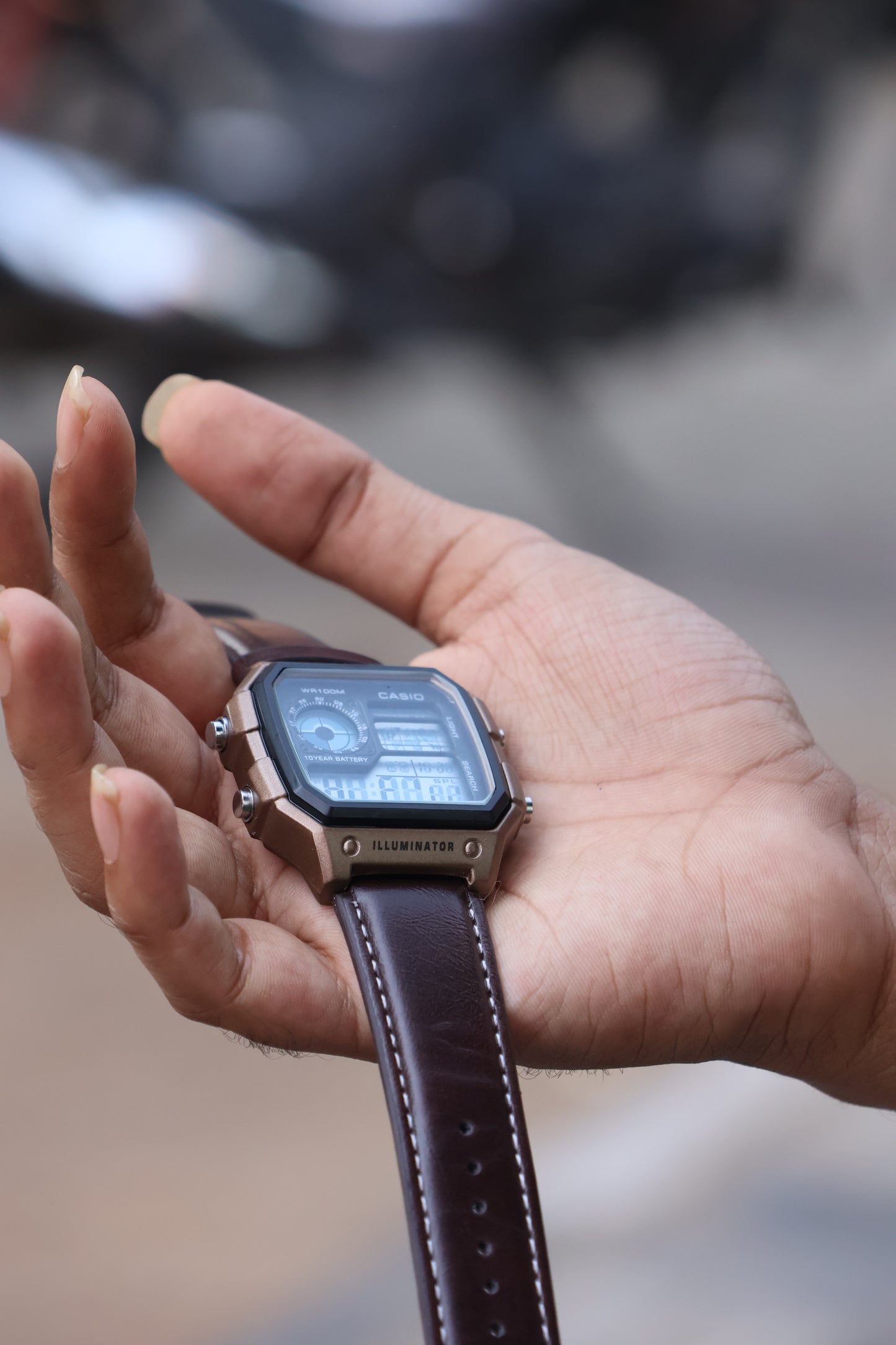 Casio World Time Digital Watch with Leather Strap