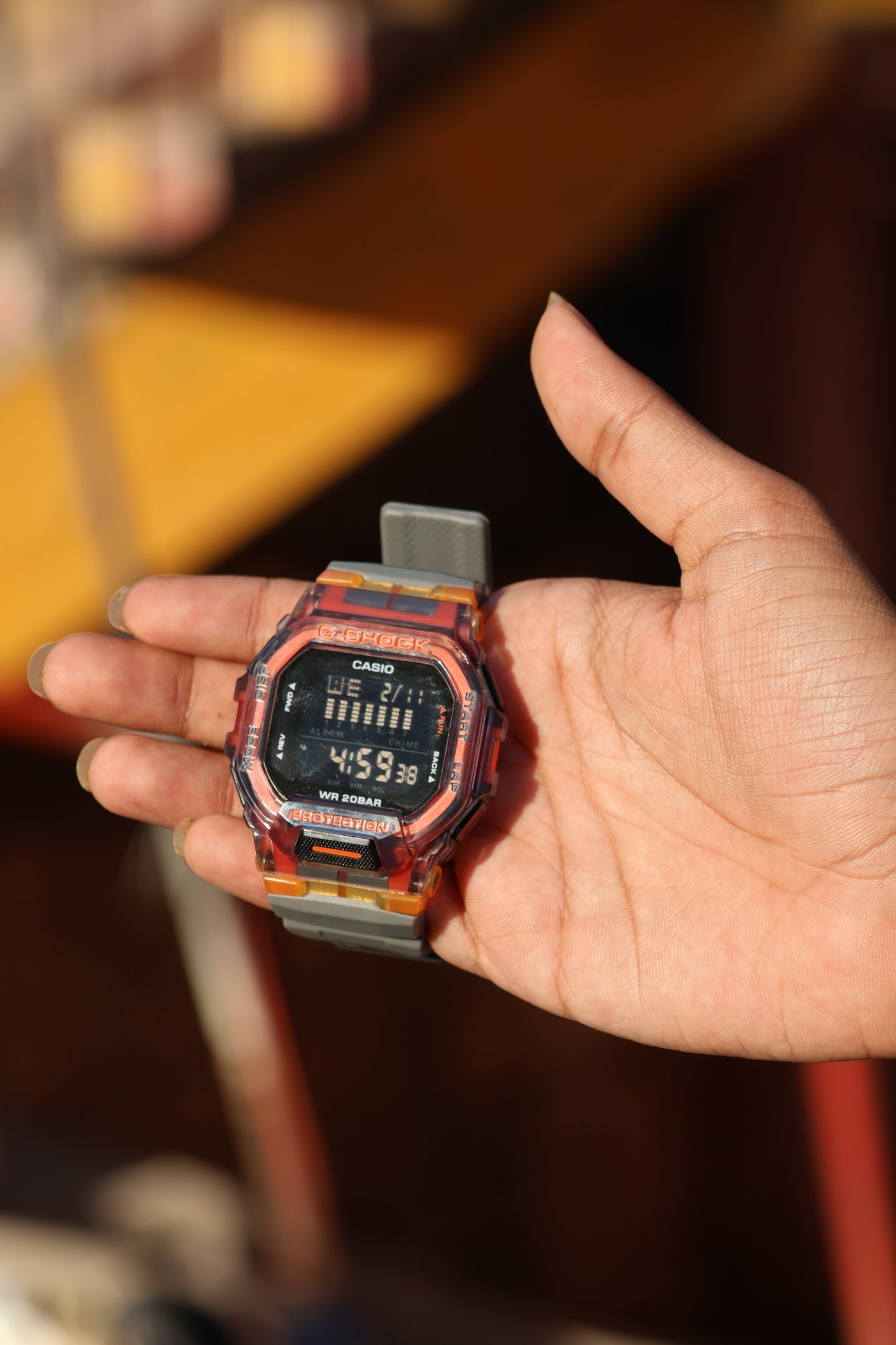 Casio G-SHOCK Transparent Orange Digital Watch – Shock Resistant | Street Edition
