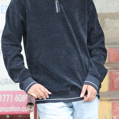 Diamond-Knit Heritage Polo – Premium Textured Long Sleeve