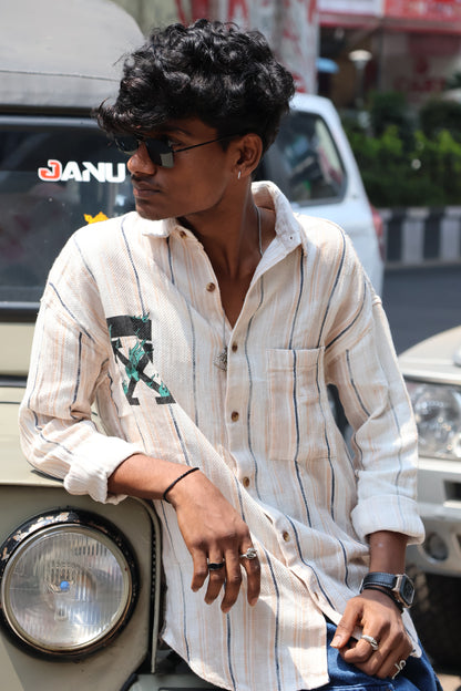 Urban Stripe Textured Shirt – Cream Edition