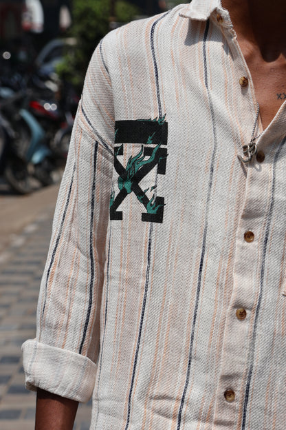 Urban Stripe Textured Shirt – Cream Edition