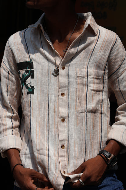 Urban Stripe Textured Shirt – Cream Edition