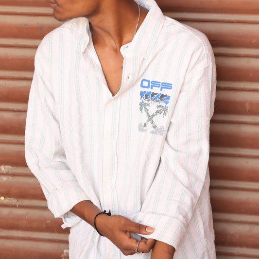 Off-White Vertical Stripe Graphic Shirt