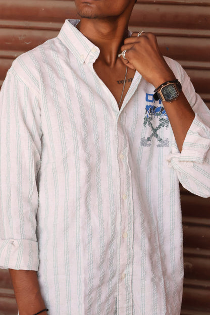 Off-White Vertical Stripe Graphic Shirt