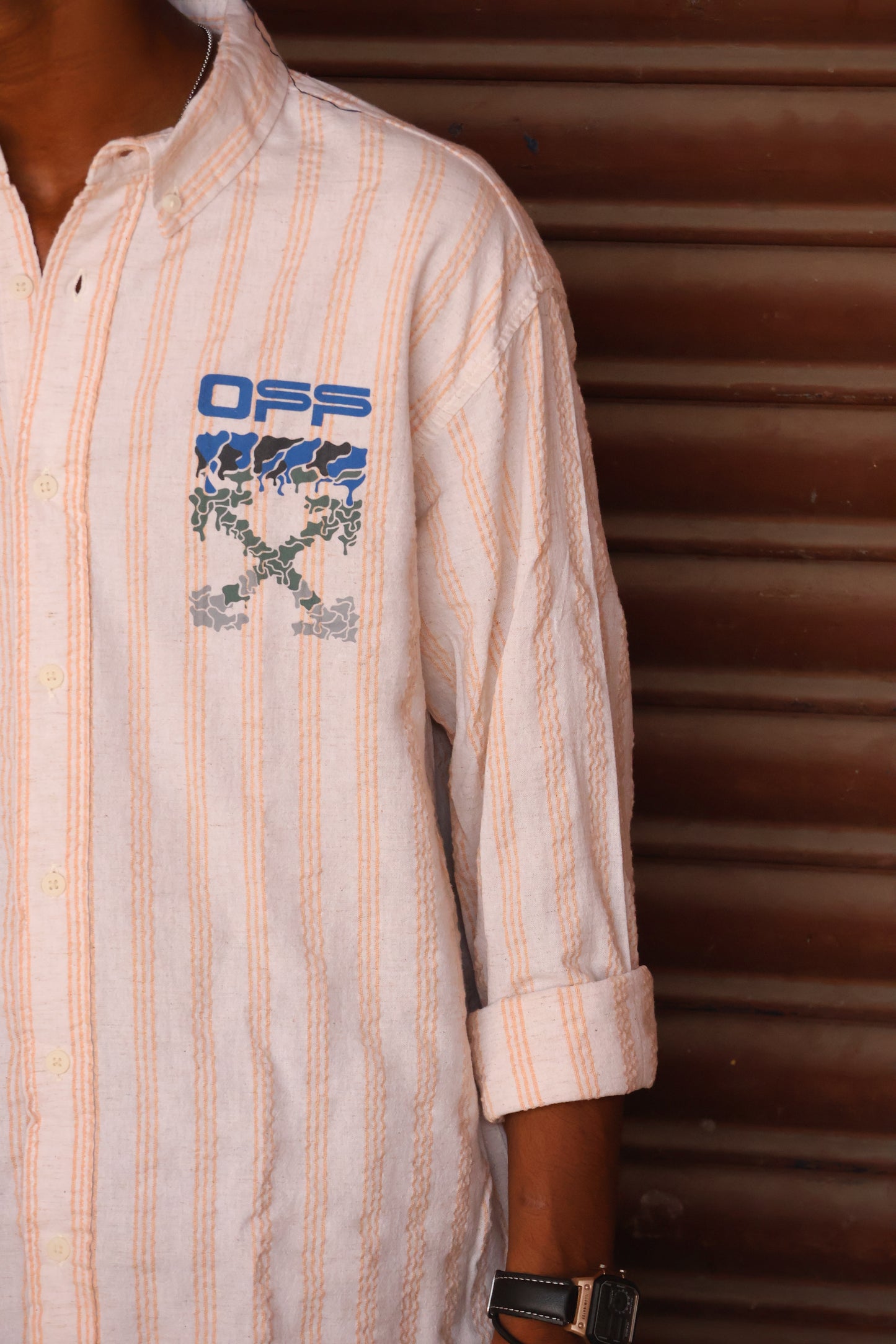 Cream Orange Stripe Graphic Shirt – Urban Edition