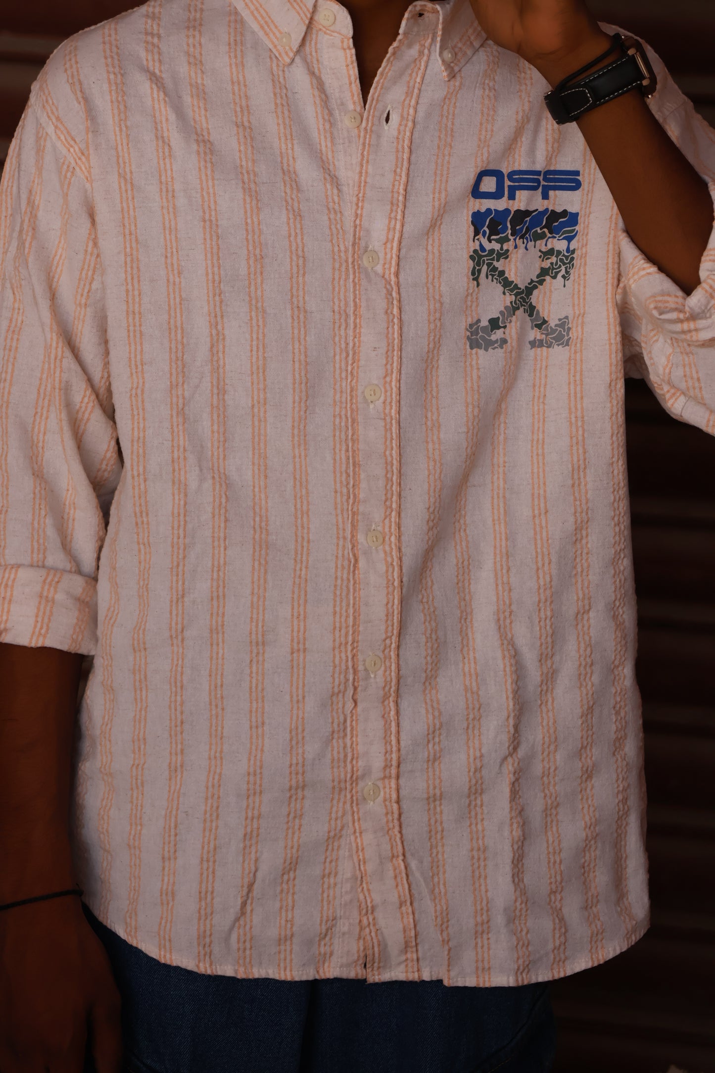 Cream Orange Stripe Graphic Shirt – Urban Edition
