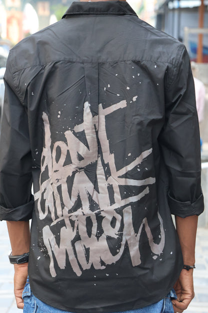 Midnight Black "Street Script" Oversized Button-Down