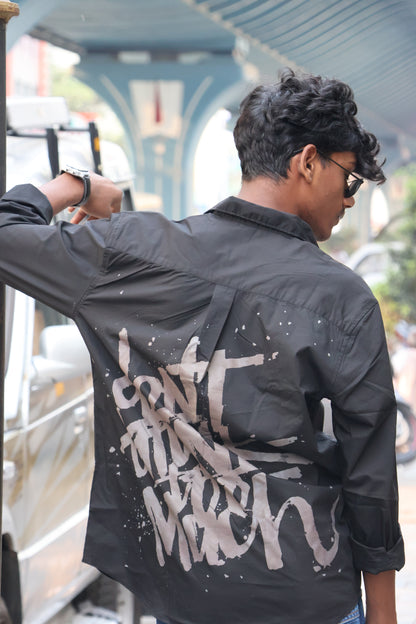 Midnight Black "Street Script" Oversized Button-Down