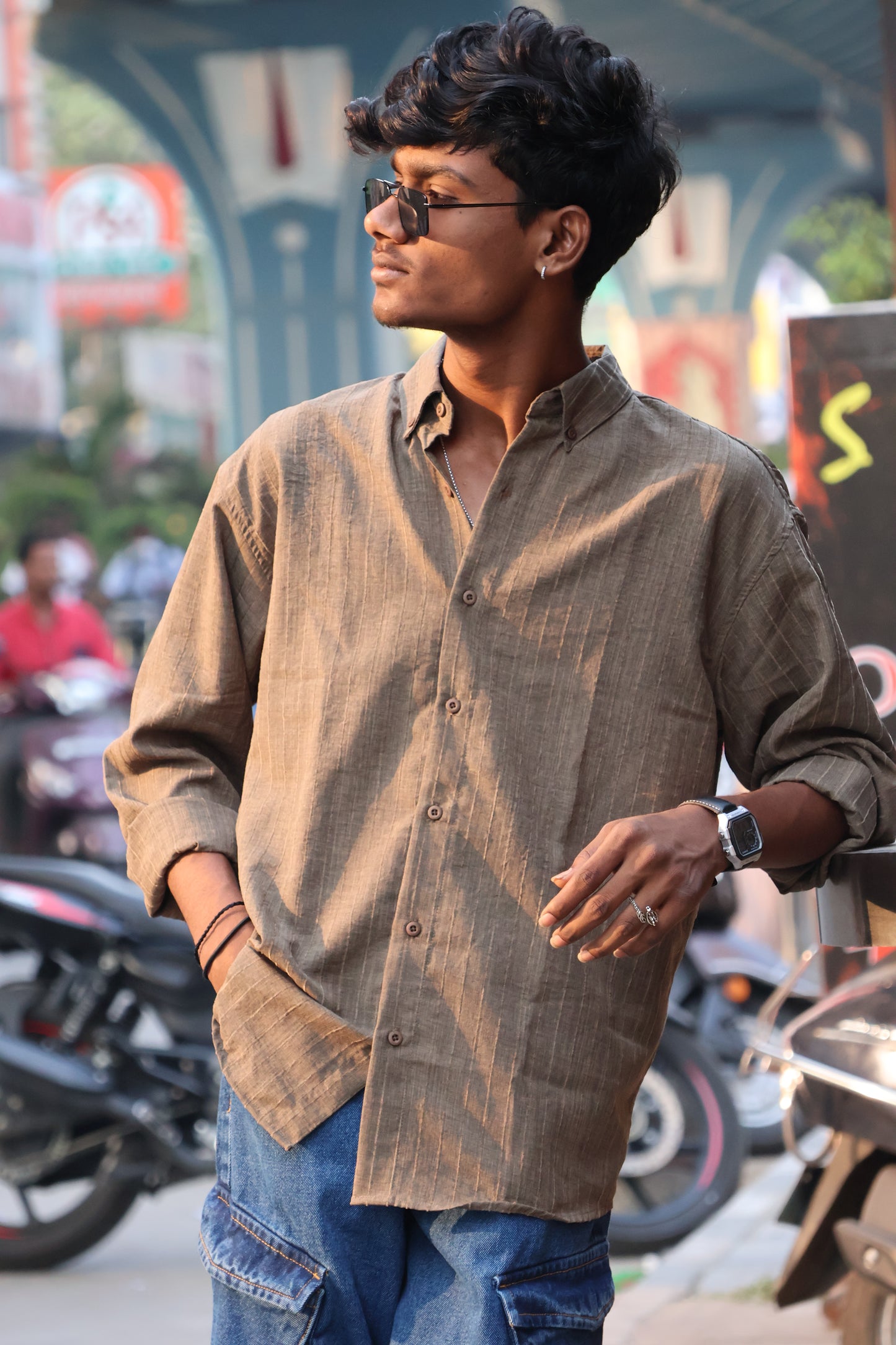 Slate Earth Textured Slub Button-Down shirt