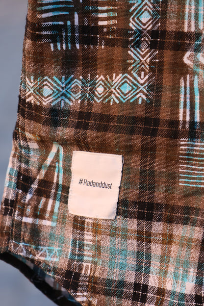 The Nomad Flannel: Earth & Turquoise Tribal Print shirt
