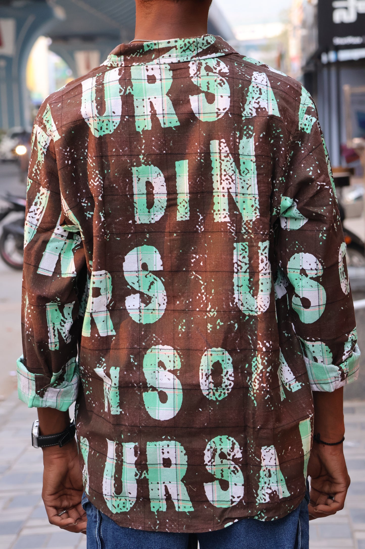 Distressed Typography Oversized Streetwear Shirt