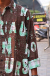 Distressed Typography Oversized Streetwear Shirt