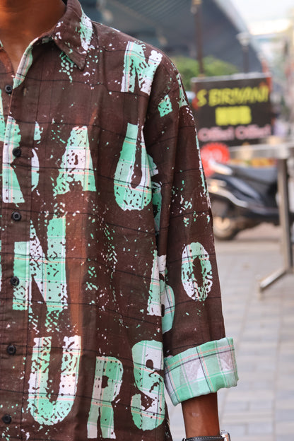 Distressed Typography Oversized Streetwear Shirt