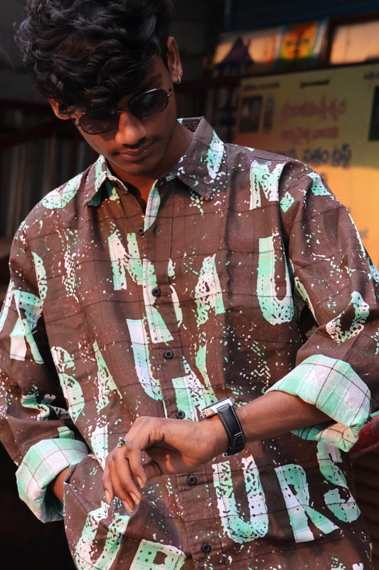 Distressed Typography Oversized Streetwear Shirt