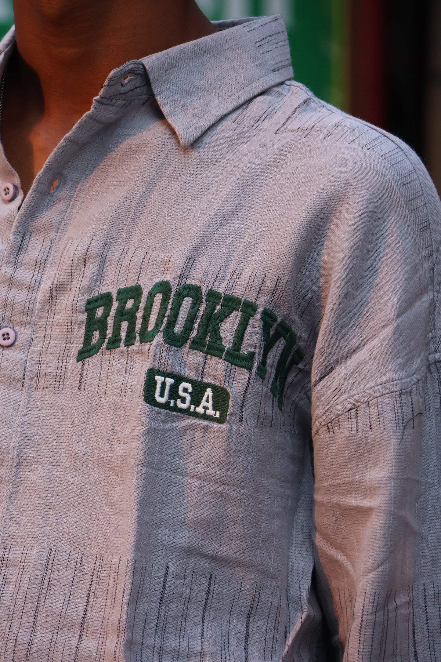 Brooklyn Collegiate Slub-Textured Oversized Shirt