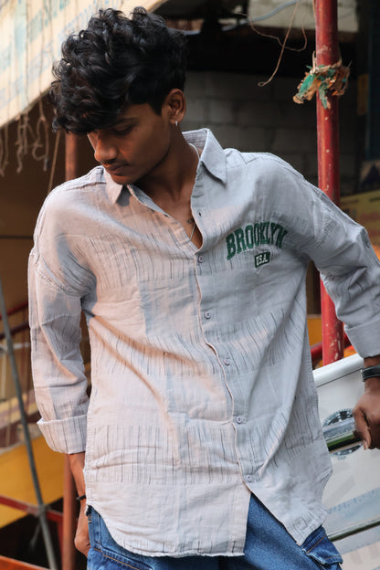 Brooklyn Collegiate Slub-Textured Oversized Shirt