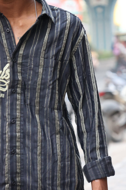 Urban Edge Textured Stripe Button-Down shirt