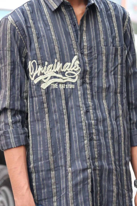 Urban Edge Textured Stripe Button-Down shirt