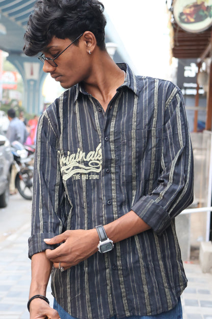 Urban Edge Textured Stripe Button-Down shirt