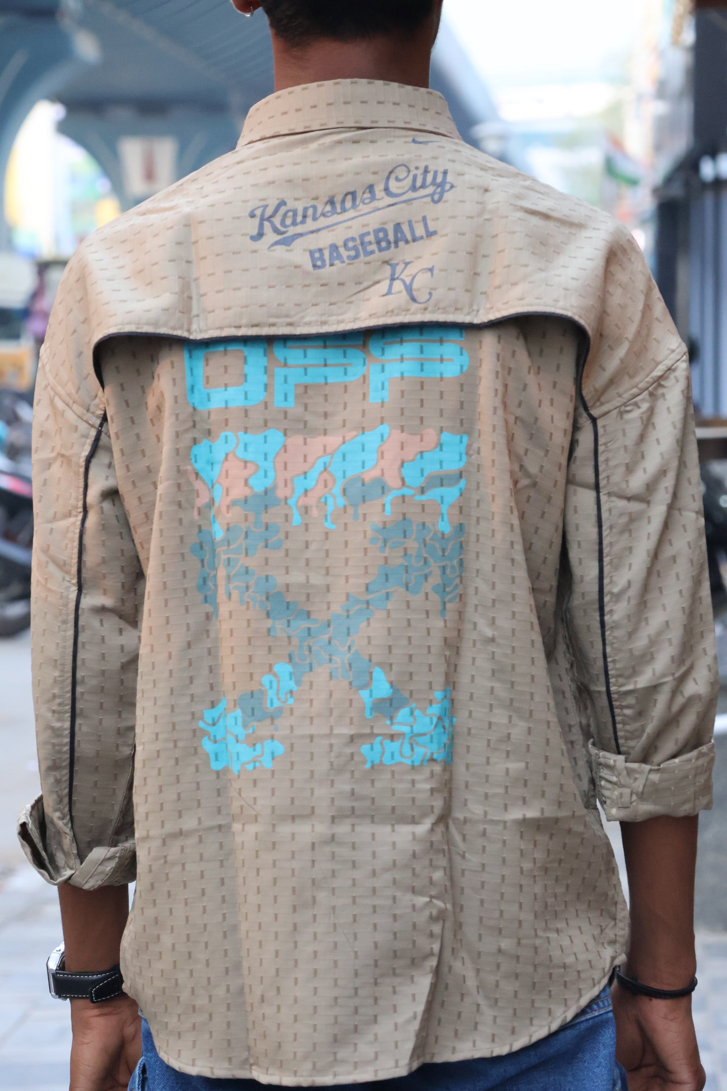 Urban Explorer Textured Graphic Button-Down shirt