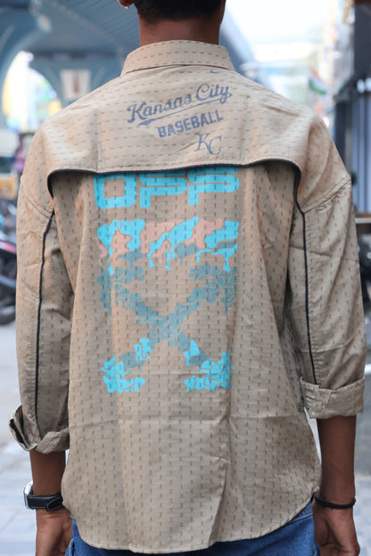 Urban Explorer Textured Graphic Button-Down shirt