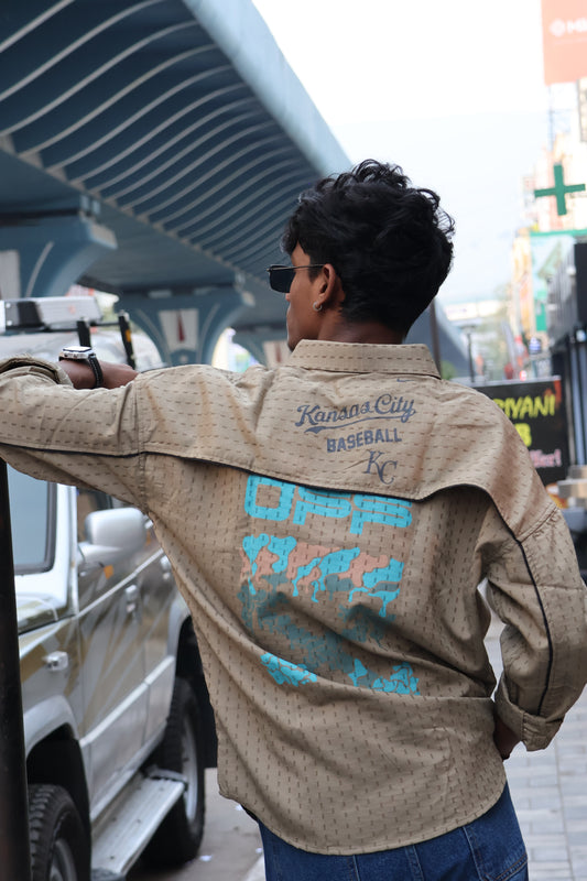 Urban Explorer Textured Graphic Button-Down shirt