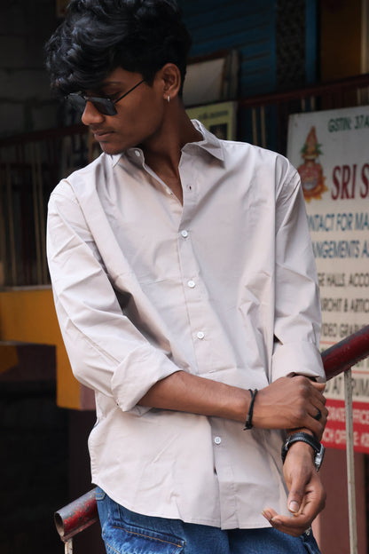 The "peach  Medallion" Slate Crinkle printed Shirt