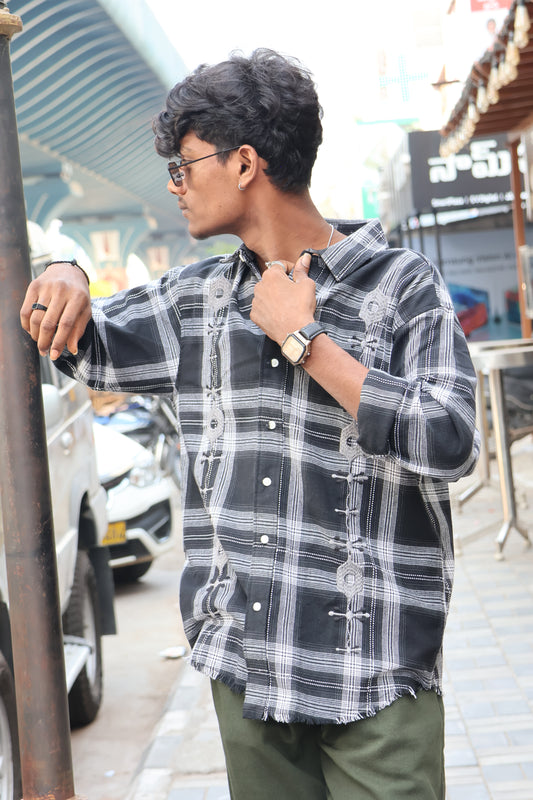 Urban Nomad Embroidered Flannel – Charcoal Plaid SHIRT