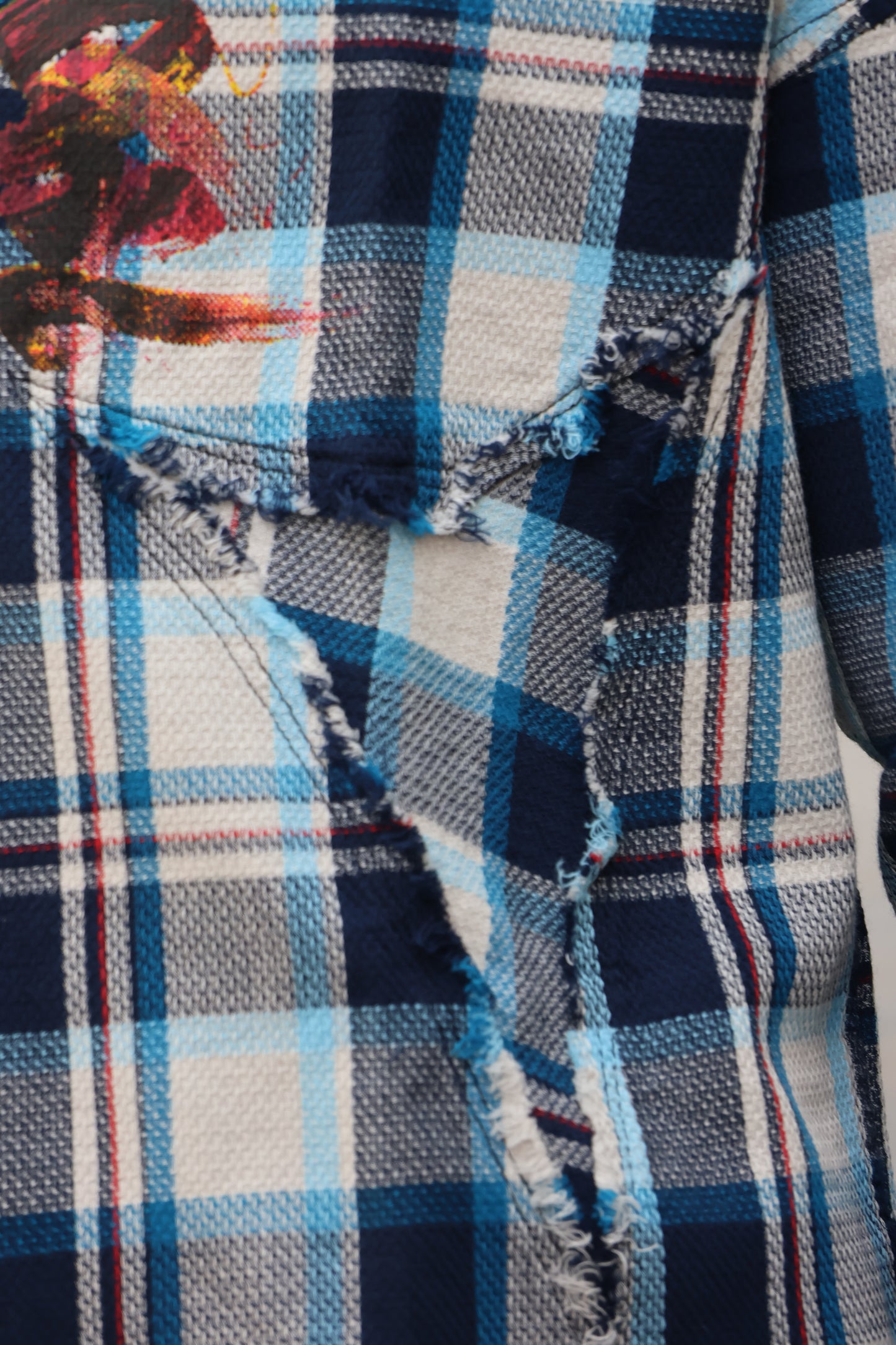 "The Great Sage" Deconstructed Flannel – Cobalt Blue Plaid SHIRT