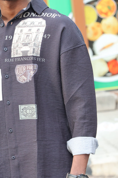 Vintage Heritage Graphic Button-Down Shirt – Charcoal SHIRT