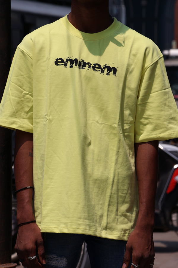 Eminem Graphic Oversized T-Shirt – Neon Yellow Streetwear Edition
