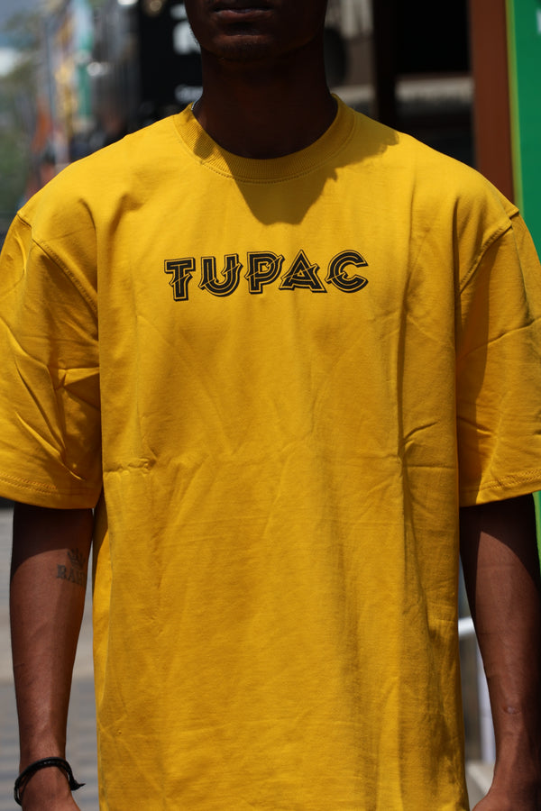 Tupac Graphic Oversized T-Shirt – Yellow Streetwear Edition