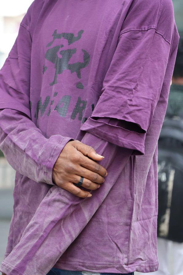Purple Street Graphic Layered Long Sleeve T-Shirt
