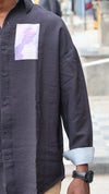 Portrait Series Ribbed Oversized Shirt - Charcoal