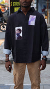 Portrait Series Ribbed Oversized Shirt - Charcoal
