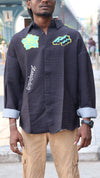 Visual Identity Ribbed Oversized Shirt - Charcoal