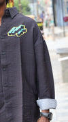 Visual Identity Ribbed Oversized Shirt - Charcoal