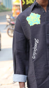 Visual Identity Ribbed Oversized Shirt - Charcoal