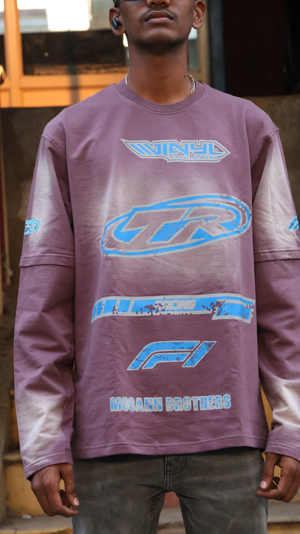 Speed & Soul Oversized Graphic Tee – Mauve Mist