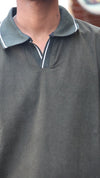 The Textured Ribbed Johnny Polo: Earth green t-shirt